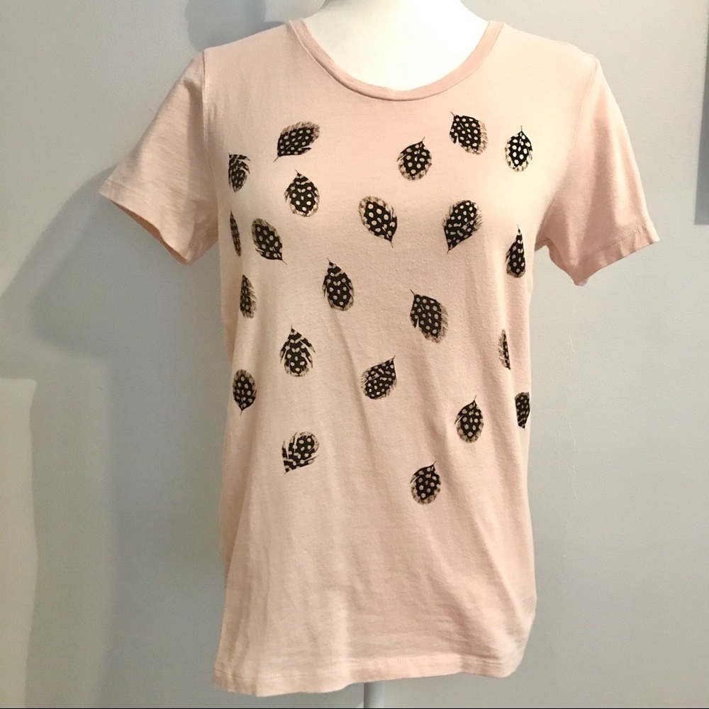 J Crew Factory Feather’s Collectors T Shirt Small Pink Short Sleeve Preppy